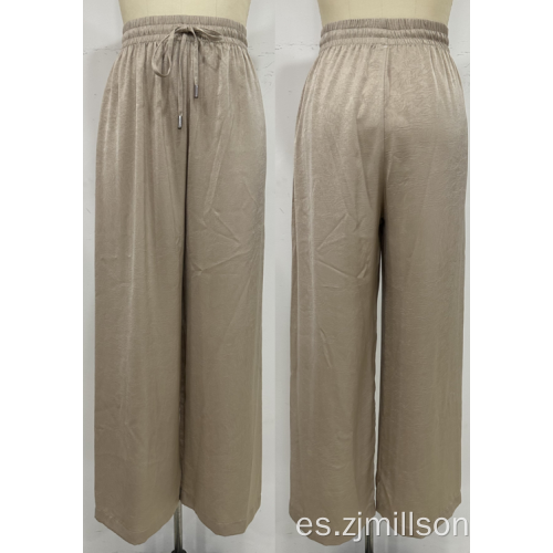 Pantalones de mujer elástica de la cintura elástica de color sólido